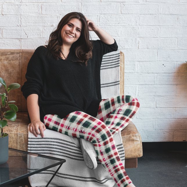 Legging Natal Xadrez Moderno | Feliz Alegre Contente (Criador carregado)