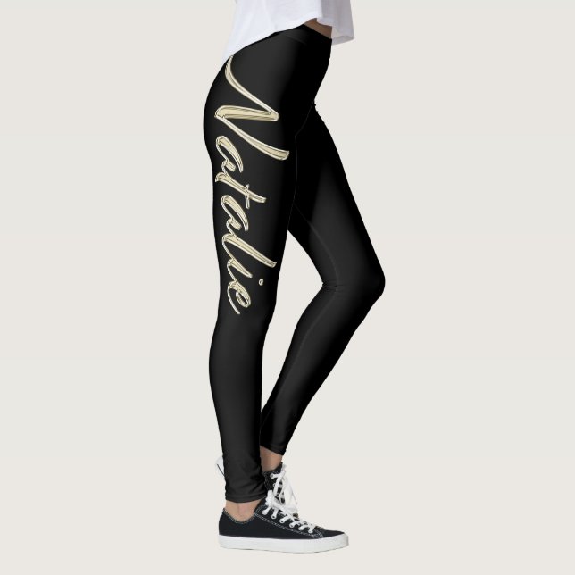 Legging Natalie white gold Handwriting Hose (Direita)