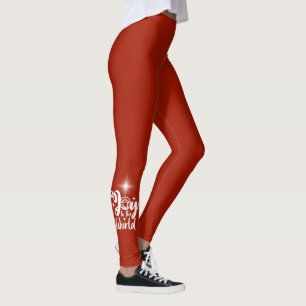 Legging Natividade Cena de Alegria ao Mundo Vermelho e Bra