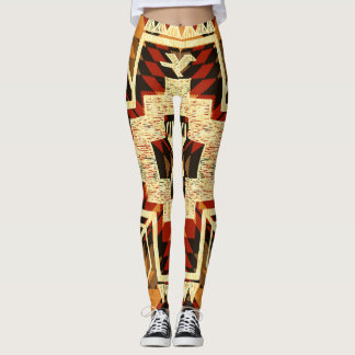 Legging Nativo Americano, Abstrato Vintage desenhado à Mão