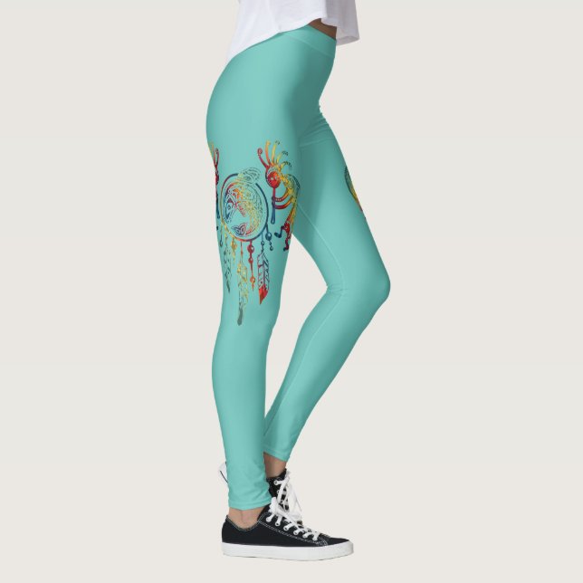 Legging Nativo americano Kokopelli Whale Dreamcatcher 1 (Direita)