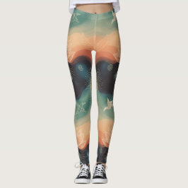 Legging Natureza Abstrata: Design Minimalista de Lótus e P