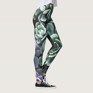 Legging Natureza das Plantas Verdes Suculentas