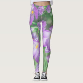 Legging Natureza Flores De Croco Roxo