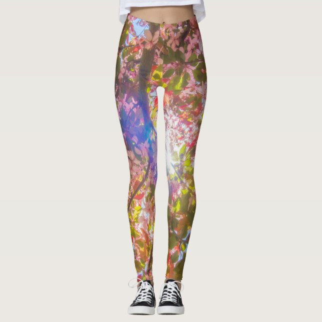 Legging Natureza floresce flores luz brilha sol (Frente)