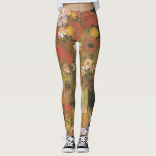 Legging Natureza-morta floral de Van Gogh Papoulas vermelh