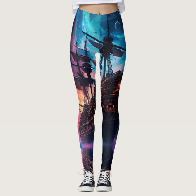 Legging Nebulosa e Luas do Navio Espacial Pirata (Frente)