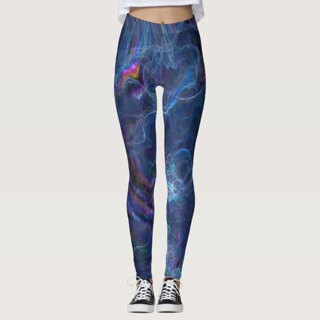 Legging Nebulosa Fractal abstrato e Morph Geométrico (Frente)