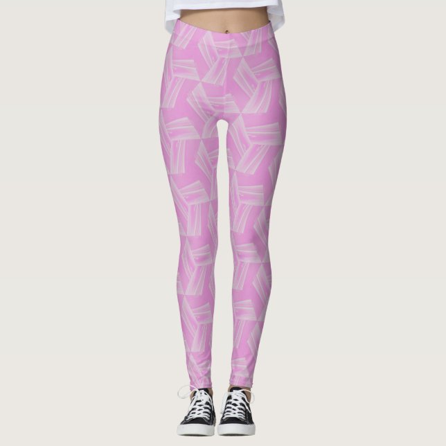 Legging Nebulosa Rosa Fluxo Sonolento Padrão Invisível (Frente)