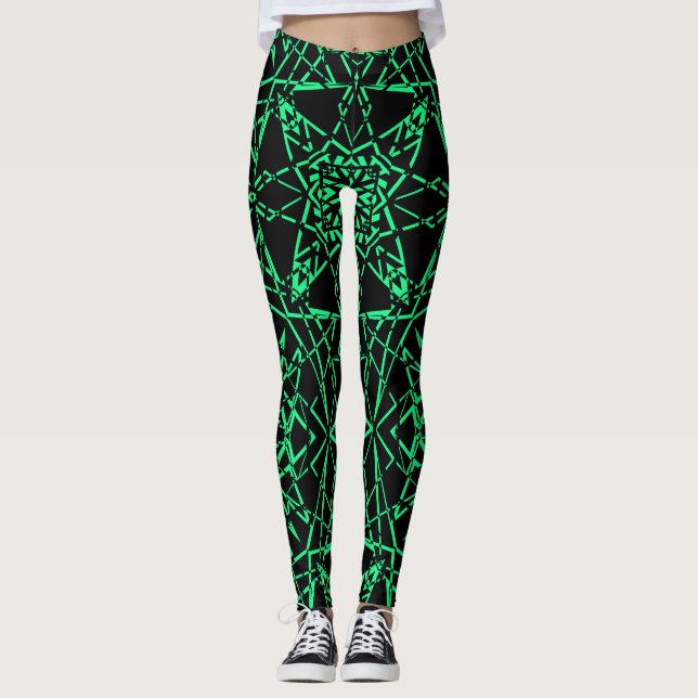 Legging Negra-bainha-de-aranha moderna de asbtrato negro (Frente)