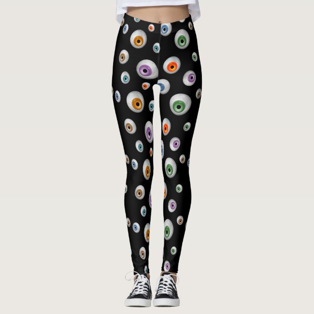 Legging Negra Zombie Bloodshot Colorida Olhos de Halloween (Frente)
