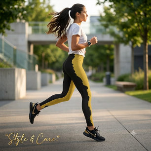 Legging Negro Atrevido com Dourado Metálico Único e Elegan