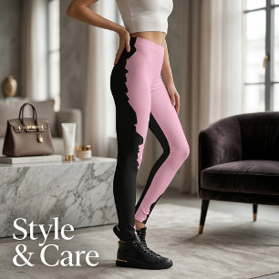 Legging Negro Ousado com Rosa Suave Único e Elegante