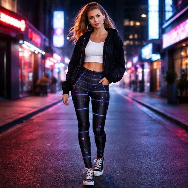 Legging Neon Arcade Grid 80s Retro  (Criador carregado)