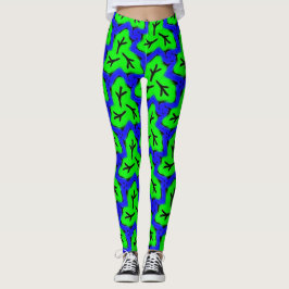 Legging Neon Blue e Green Bold Leaftery