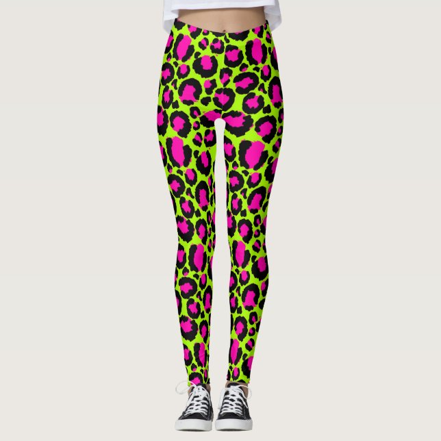 Legging Neon Cheetah Patterna, Meninas e Crianças, Leopard (Frente)