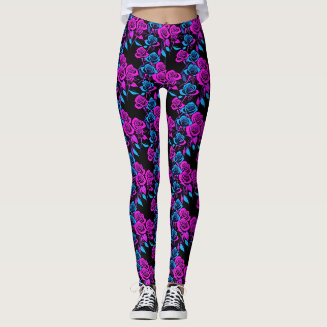 Legging Neon Colored Roses (Frente)