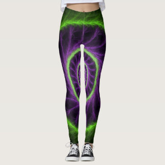 Legging Neon Energy Spiral – Green & Purple Fractal Vortex