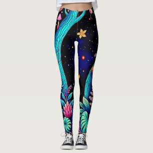 Legging Neon Fantasy Forest Night Design