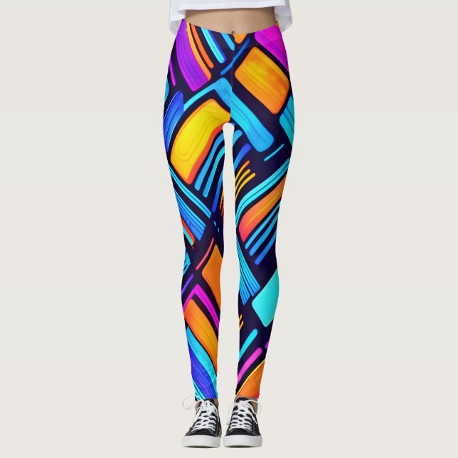 Legging Neon Geométrico Abstrato (Frente)