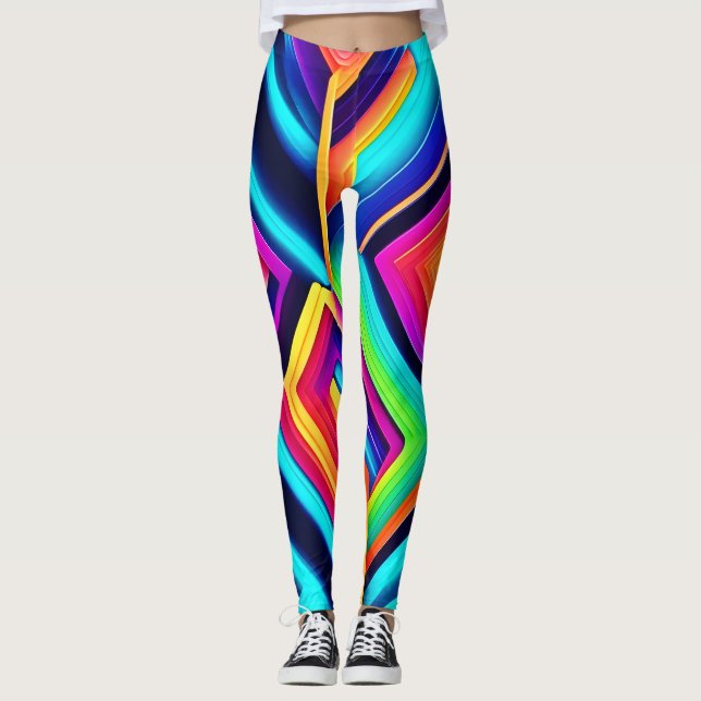 Legging Neon Geométrico Abstrato Art (Frente)