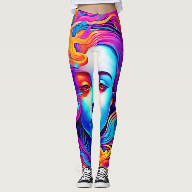 Legging Neon Goddese com Cabelo Cosmico Fluindo (Frente)