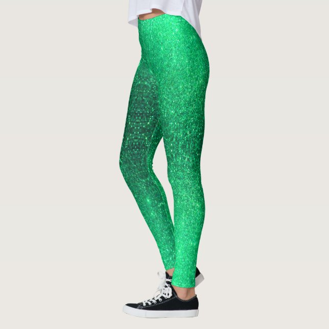 Legging Neon Green Glitter Colorful Bright Na moda Girly  (Esquerda)