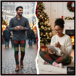 Legging Neon Green Red Plaid Buffalo Grunge