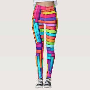 Legging Neon Grid - Abstrato Mosaico Colorido