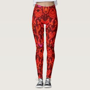 Legging Neon Jack-o-Lanterna Cena Noturna de Halloween