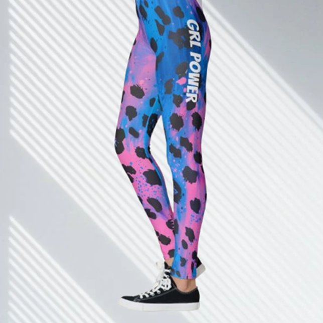 Legging Neon Leopard Animal GRL Power (Discover the vibrant spirit of self-expression with Neon Leopard GRL Power Capri Leggings)