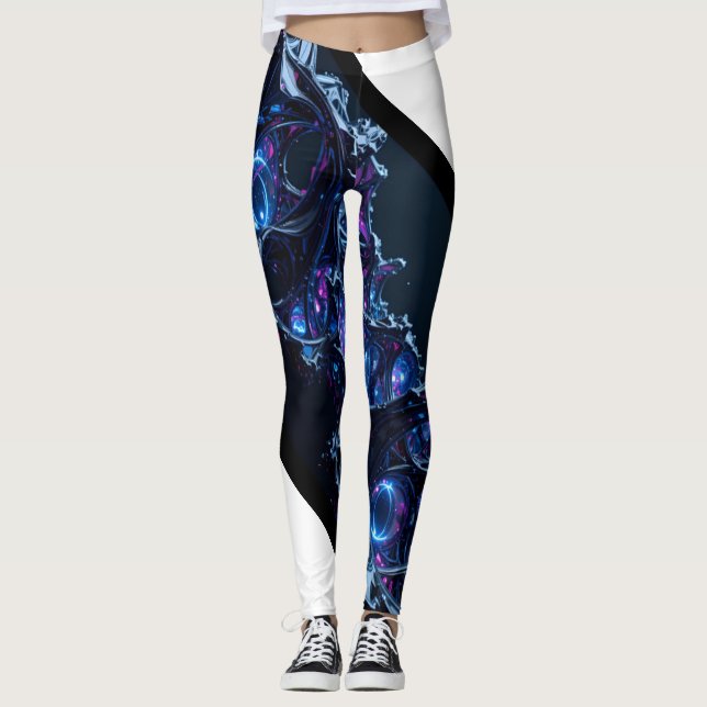 Legging Neon Nexus: Estrutura Tecno-Orgânica Intertecida (Frente)