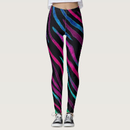 Legging Neon Noir Zebra Pattern
