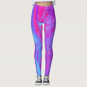 Legging Neon Pink & Aqua Blue Abstrato