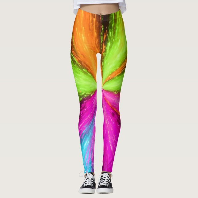 Legging Neon Radial Burst Explosion (Frente)