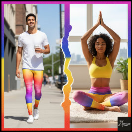 Legging Neon Rainbow Plaid Gradient Block Print