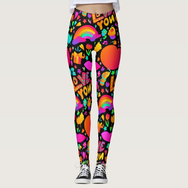 Legging Neon Romantic Pattern (Frente)