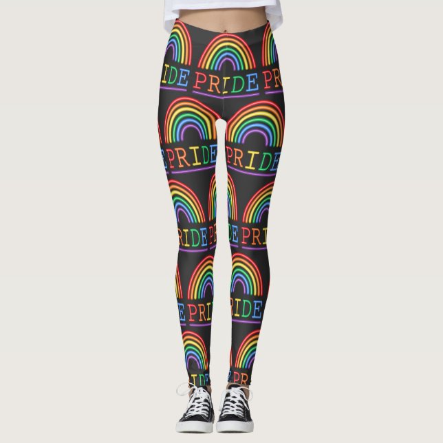 Legging Neon Sign Rainbow Pride Pattern (Frente)
