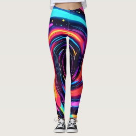 Legging Neon Spiral Abstrato Art Colorida