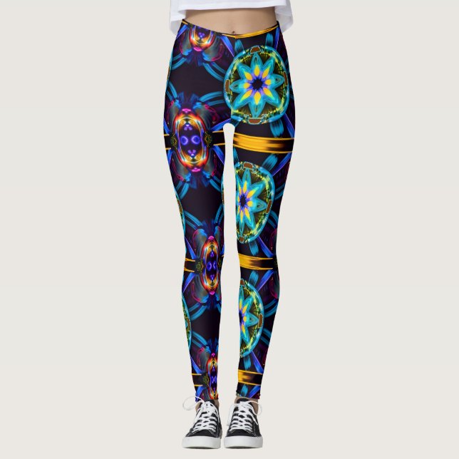 Legging Neon Starburst Kaleidoscope (Frente)