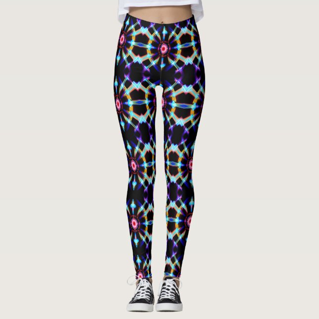 Legging Neon Starburst Kaleidoscope (Frente)