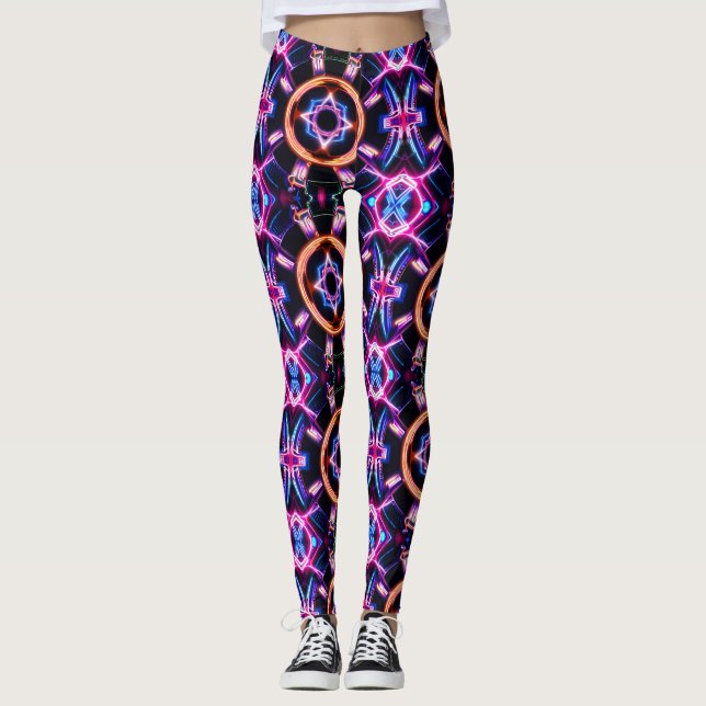 Legging Neon Starburst Kaleidoscope (Frente)