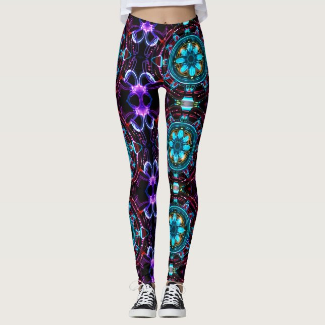 Legging Neon Starburst Kaleidoscope (Frente)