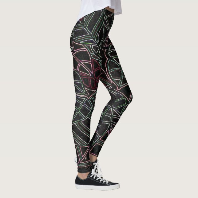Legging Neon Tropical Pop Art on Black (Direita)