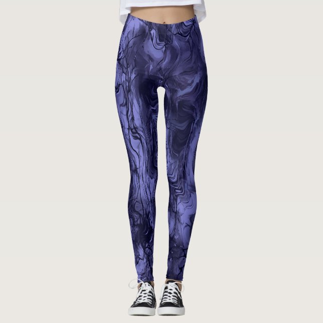 Legging Nervoso Energy Grungy Abstrato Art Cerulean Blue (Frente)