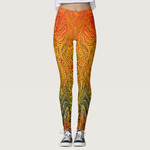 Legging "Neural Firestorm" - Abstrato amarelo laranja