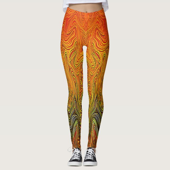 Legging "Neural Firestorm" - Abstrato amarelo laranja (Frente)