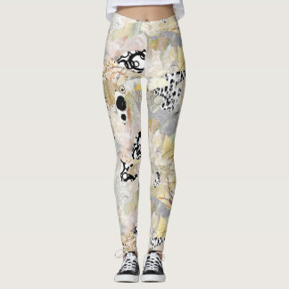 Legging Neutral Elegant Abstract Collage Design