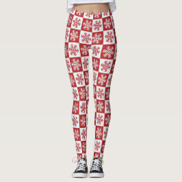Legging Neves Flocos Vermelho e Branco Natal