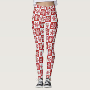Legging Neves Flocos Vermelho e Branco Natal